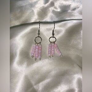 Elegant Pink and silver Beaded Earrings